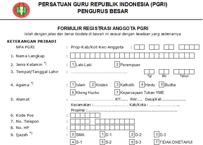 Pendaftaran PGRI Jawa Timur - Persatuan Guru Republik Indonesia Cabang Jawa Timur